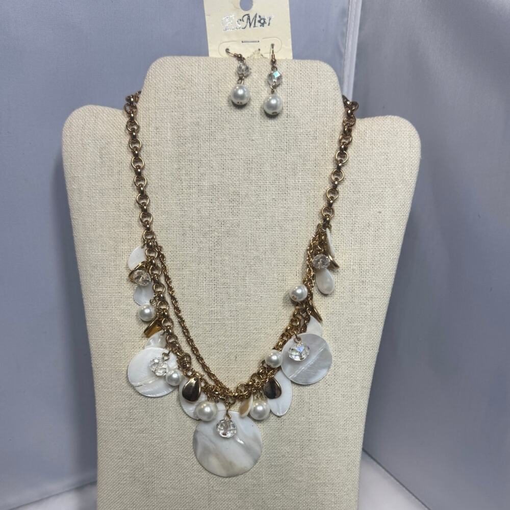 EsMar gold-toned, necklace& earrings set,‎ NWT, resort, boho